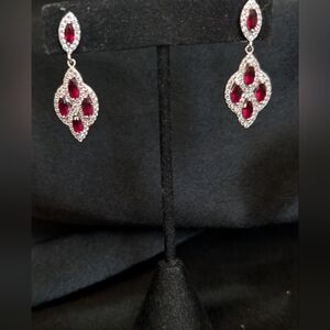 NWOT Gorgeous  Cubic Zirconia and Faux Ruby Drop Earrings